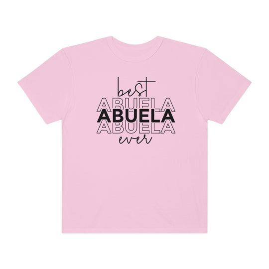 Relaxed fit Best Abuela Ever Tee, 100% ring-spun cotton, soft-washed fabric for coziness. Double-needle stitching, no side-seams for durability and shape retention. Ideal for daily wear.
