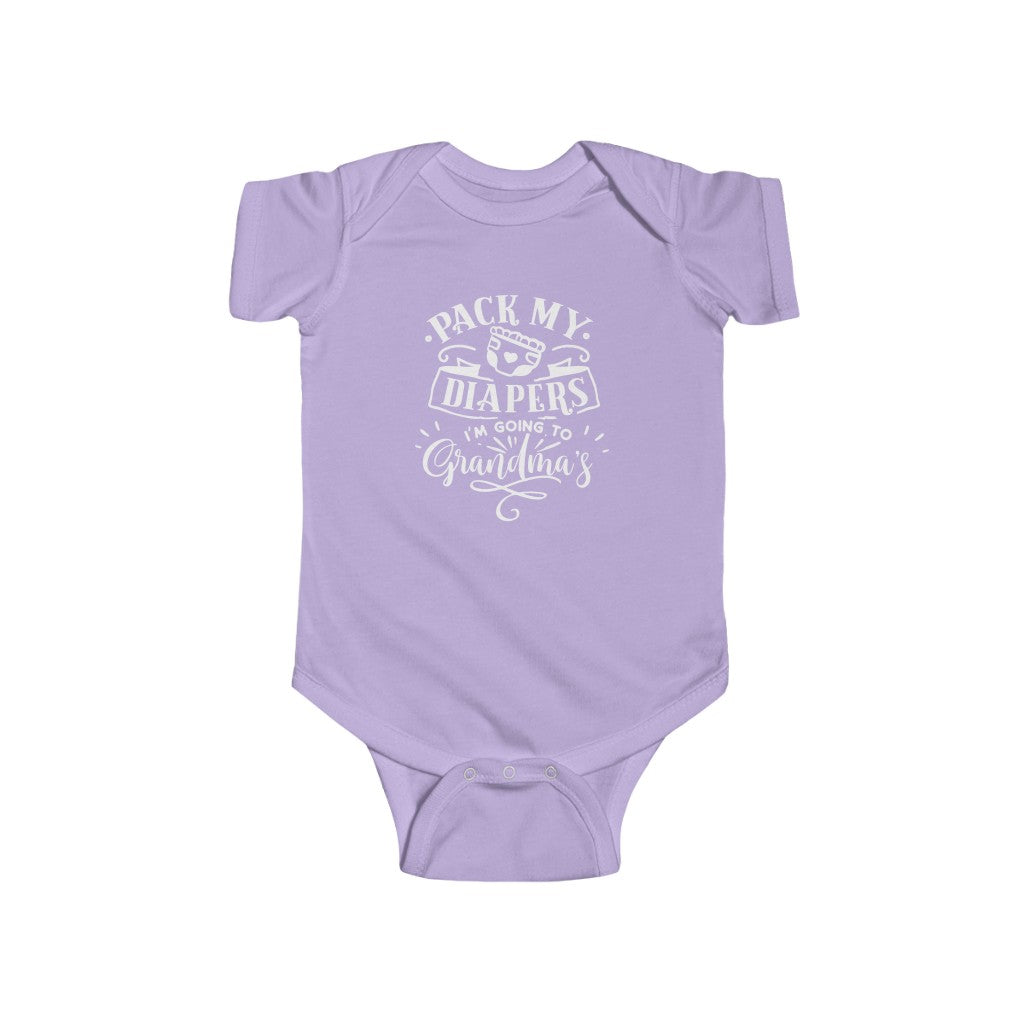 Pack My Diapers I'm Going to Grandma's-  Infant Onesie - huserdesigns