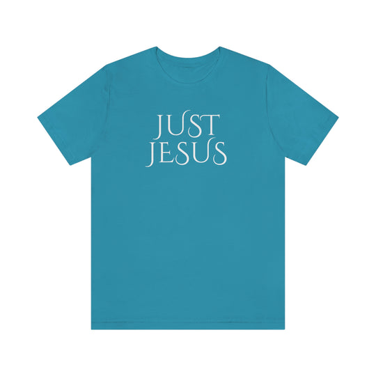 A beloved Just Jesus Tee in soft cotton, featuring ribbed knit collars and taping for durability. Unisex fit, 100% Airlume combed cotton, retail fit. Ideal for those who appreciate unique graphic t-shirts.
