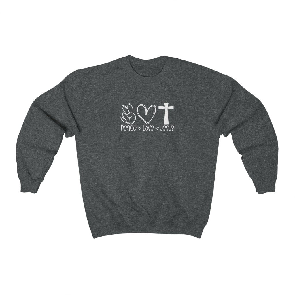 Peace, Love, Jesus-  Heavy Blend™ Crewneck Sweatshirt - huserdesigns