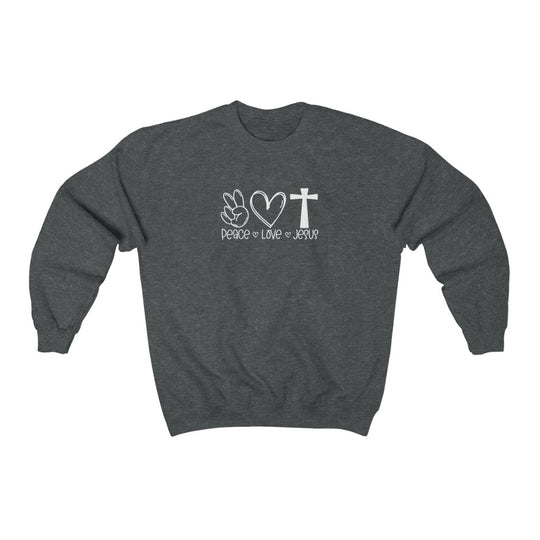 Peace, Love, Jesus-  Heavy Blend™ Crewneck Sweatshirt - huserdesigns