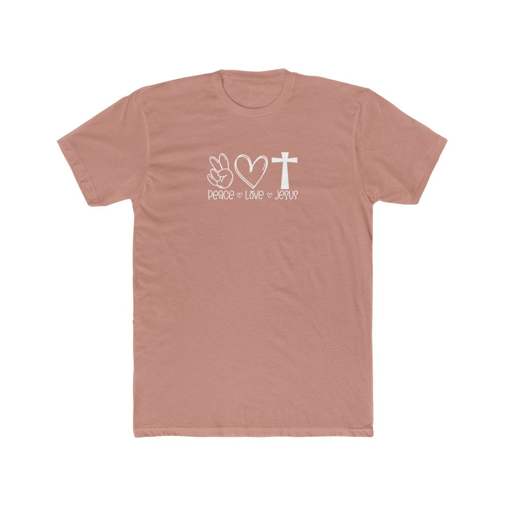 Peace, Love, Jesus-  Cotton Crew Tee - huserdesigns