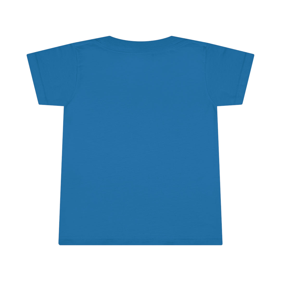 Toddler tee with classic fit for comfort, featuring high stitch density for smooth printing. Double-needle collar, sleeve, and bottom hems for durability. Ideal for Cousin Crew design. Made of 100% Ringspun cotton.