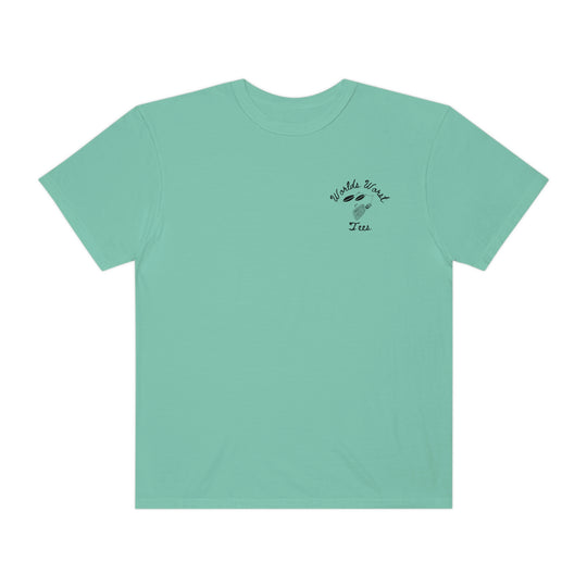 Relaxed fit Bait Fishin Tee, 100% ring-spun cotton. Double-needle stitching for durability, no side-seams for tubular shape. Green shirt with black logo.