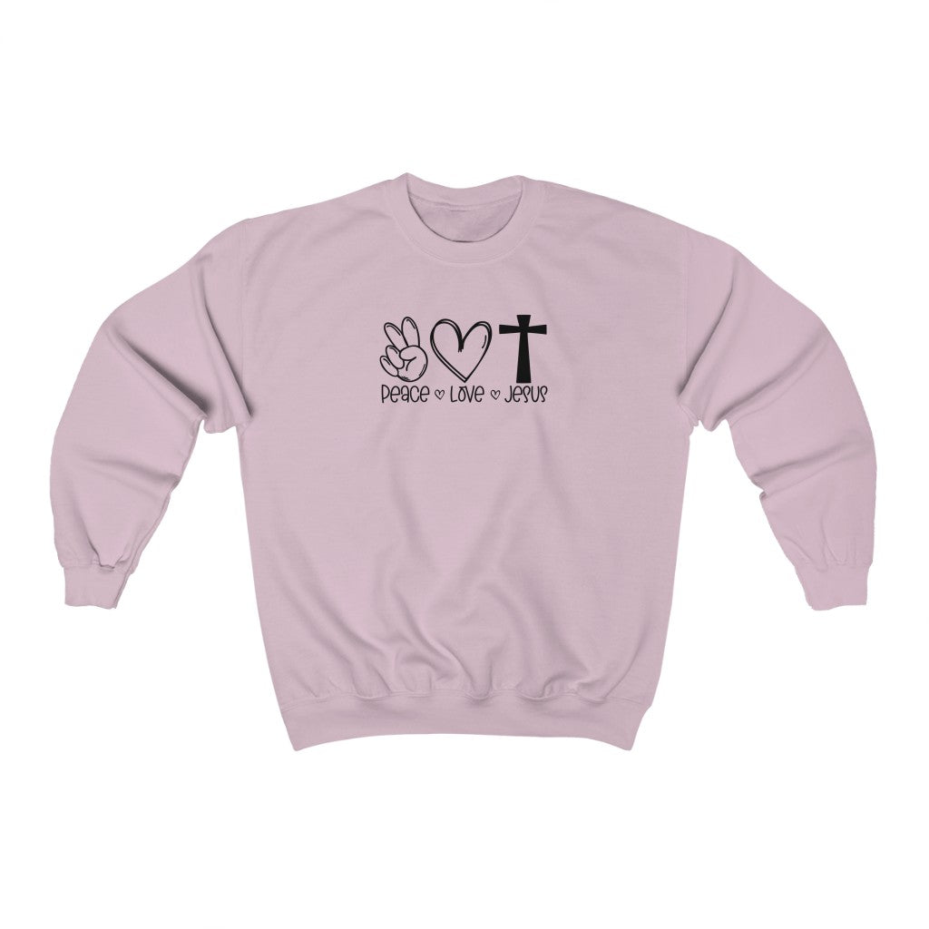 Peace, Love, Jesus-  Heavy Blend™ Crewneck Sweatshirt - huserdesigns