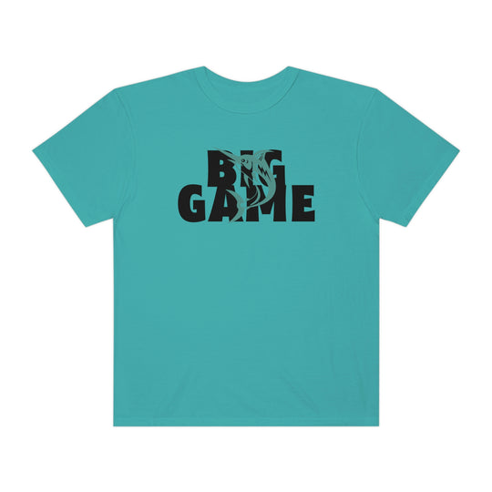 Comfort Colors BIG GAME FISHER Tee: Customizable, ring-spun cotton shirt with relaxed fit and durable double-needle stitching. No side-seams for lasting tubular shape. From Worlds Worst Tees.