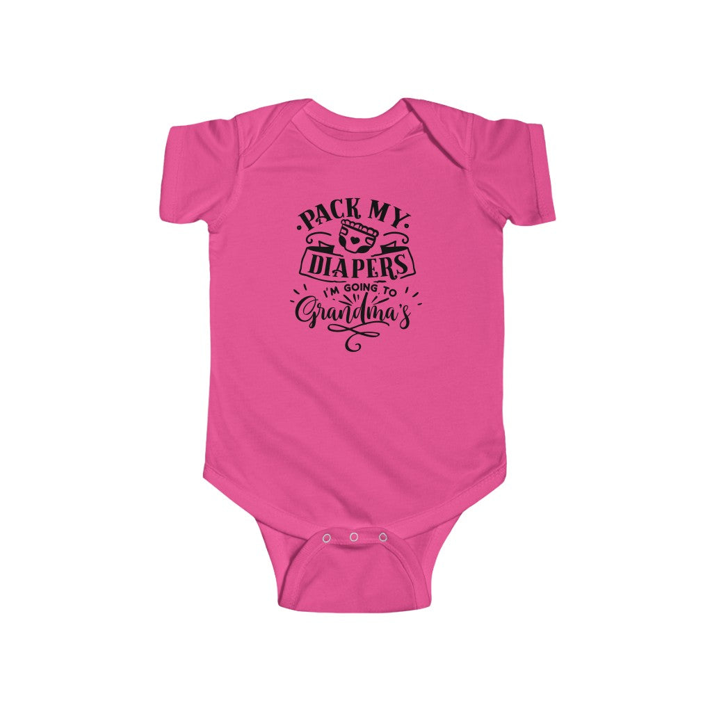 Pack My Diapers I'm Going to Grandma's-  Infant Onesie - huserdesigns
