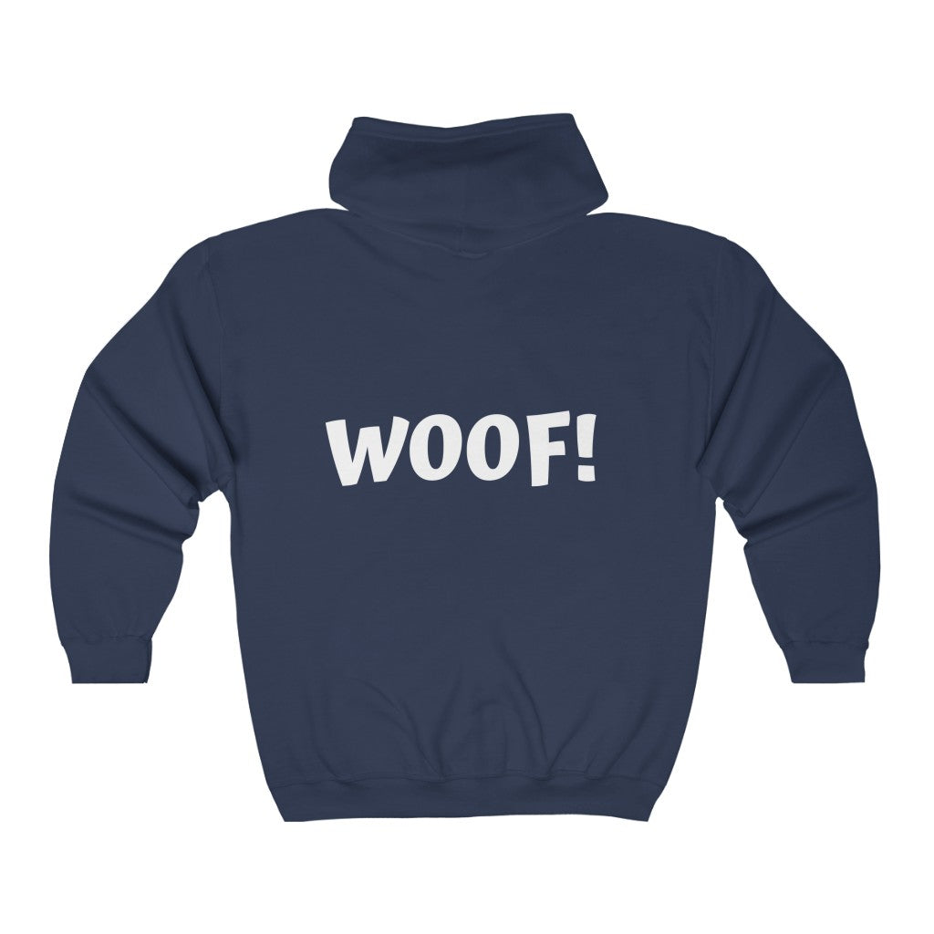 WOOF-  Unisex Heavy Blend™ Full Zip Hooded Sweatshirt - huserdesigns