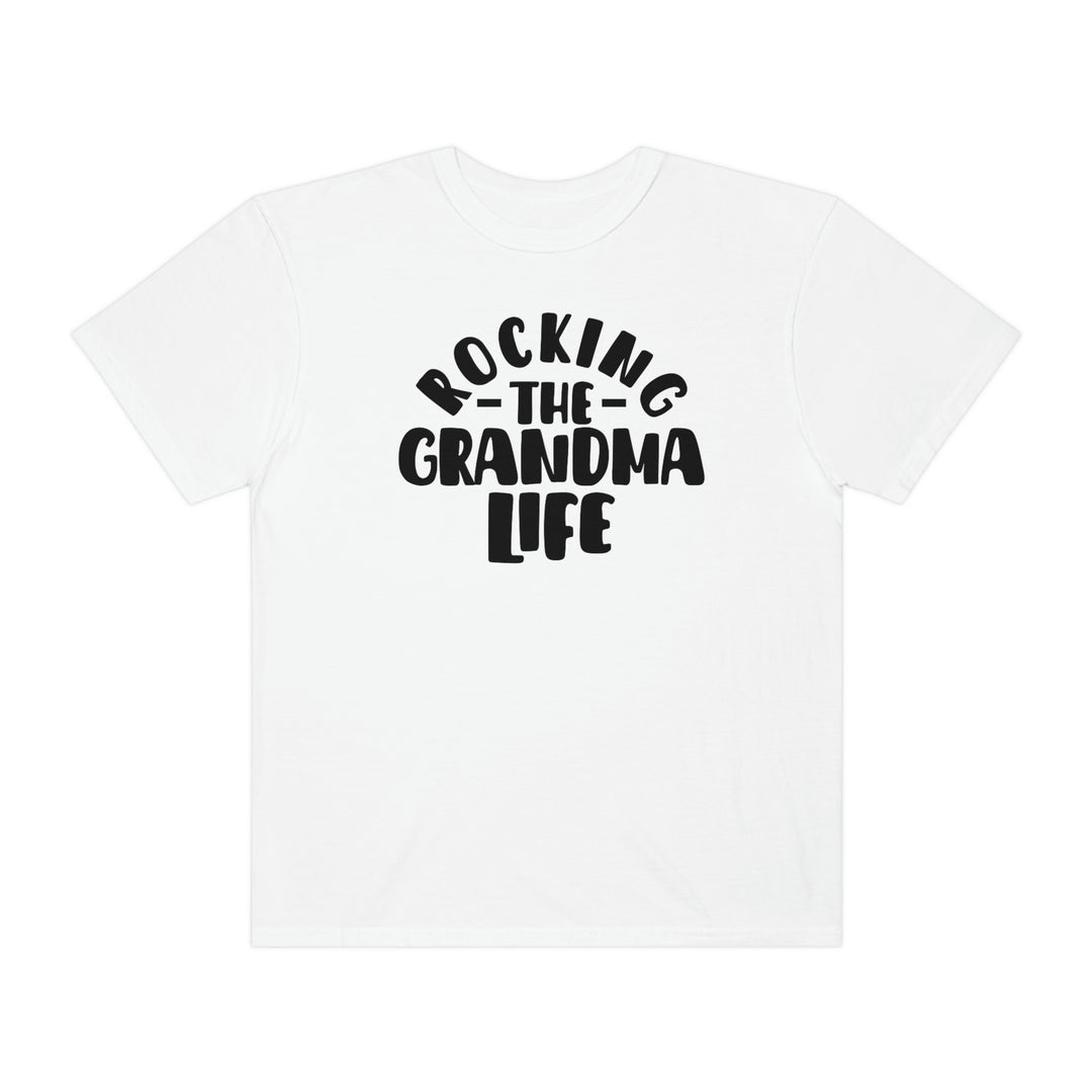 Relaxed fit Rocking the Grandma Life Tee, a 100% ring-spun cotton garment-dyed t-shirt. Soft-washed fabric, double-needle stitching, and seamless design for durability and comfort. Sizes S to 3XL available.