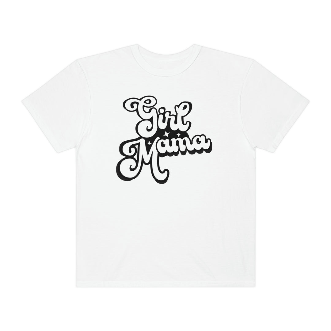 Relaxed fit Girl Mama Tee, 100% ring-spun cotton, medium weight, durable double-needle stitching, no side-seams for tubular shape, cozy and versatile.