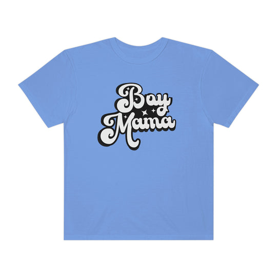 A relaxed fit Boy Mama Tee, crafted from 100% ring-spun cotton. Garment-dyed for extra coziness, featuring double-needle stitching for durability and a seamless design for a tubular shape.