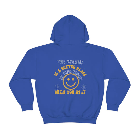 Unisex Be Kind Today Hoodie: A cozy blend of cotton and polyester, featuring a kangaroo pocket and matching drawstring. Classic fit, tear-away label, ideal for printing.