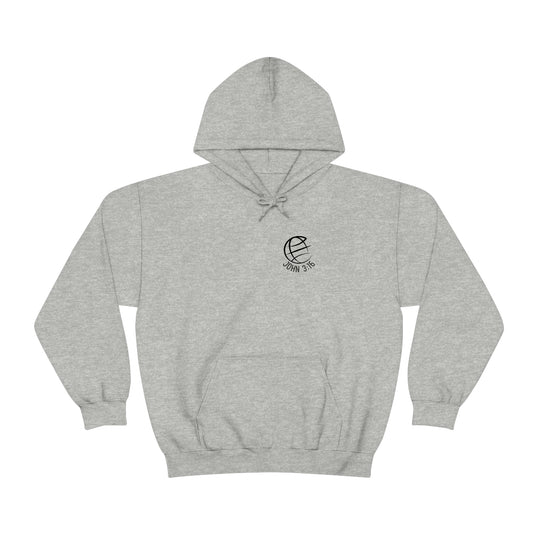 A unisex heavy blend hooded sweatshirt featuring a logo of a world, perfect for warmth and comfort. Kangaroo pocket, drawstring hood, and cotton-polyester blend. From 'Worlds Worst Tees'.
