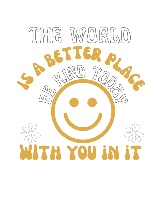 A Be Kind Today Hoodie featuring a yellow and black smiley face design. Unisex heavy blend, 50% cotton, 50% polyester, with kangaroo pocket and drawstring hood. Medium-heavy fabric, classic fit.