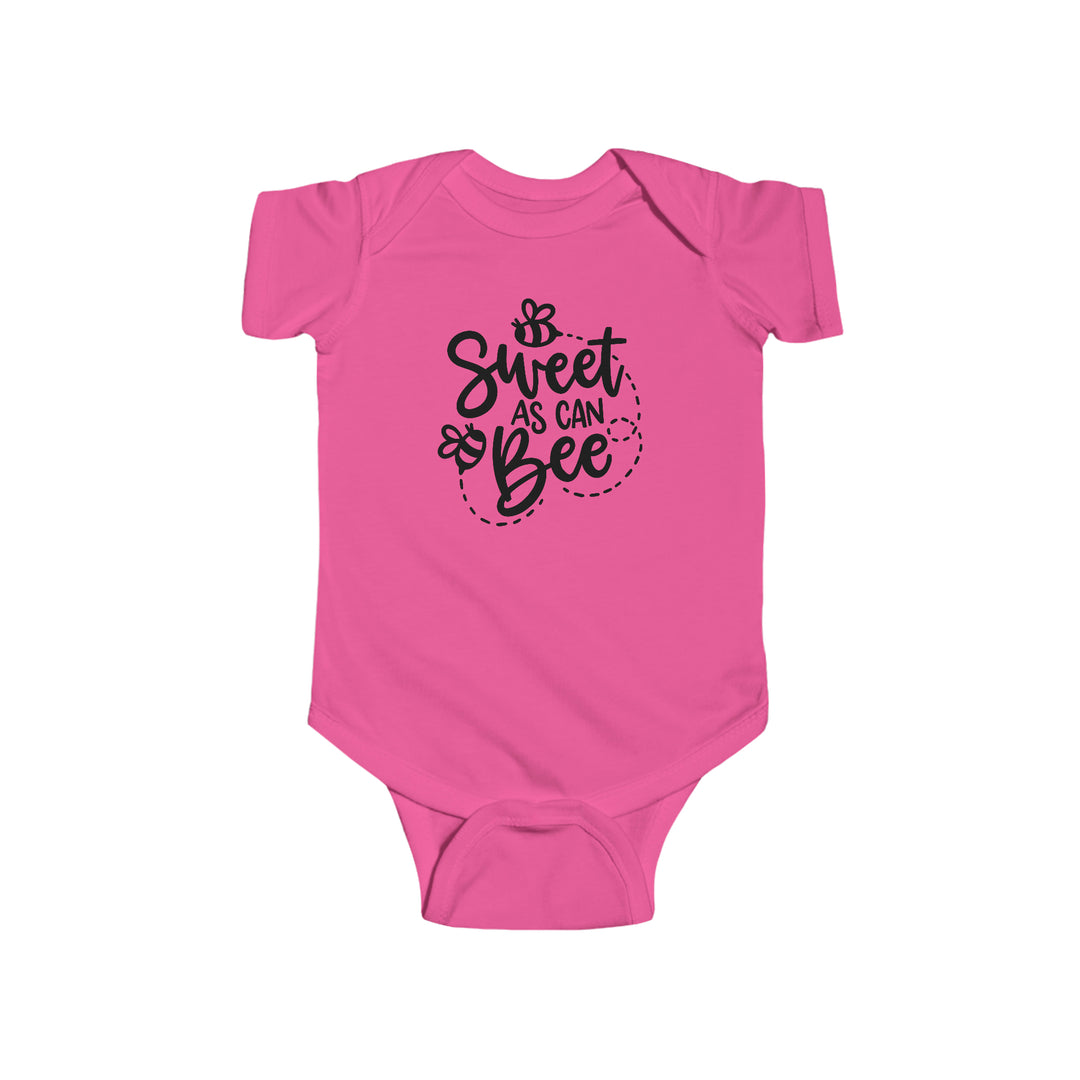 Sweet as can Be Onesie infant fine jersey bodysuit with ribbed knit bindings. 100% cotton fabric, light and durable. Plastic snaps for easy changes. From Worlds Worst Tees.