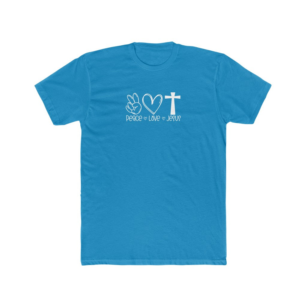 Peace, Love, Jesus-  Cotton Crew Tee - huserdesigns