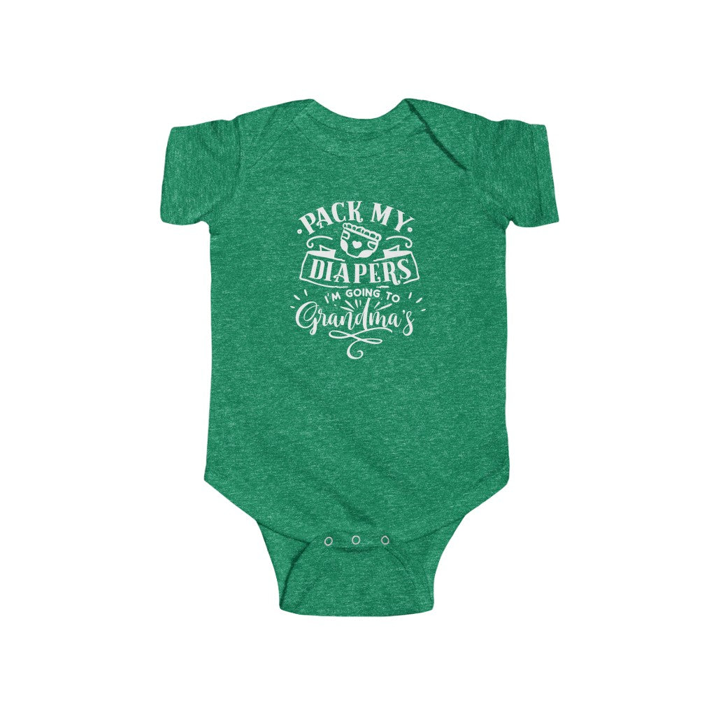 Pack My Diapers I'm Going to Grandma's-  Infant Onesie - huserdesigns