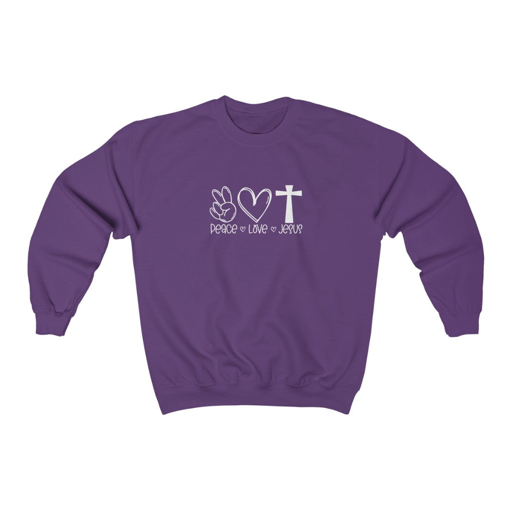 Peace, Love, Jesus-  Heavy Blend™ Crewneck Sweatshirt - huserdesigns