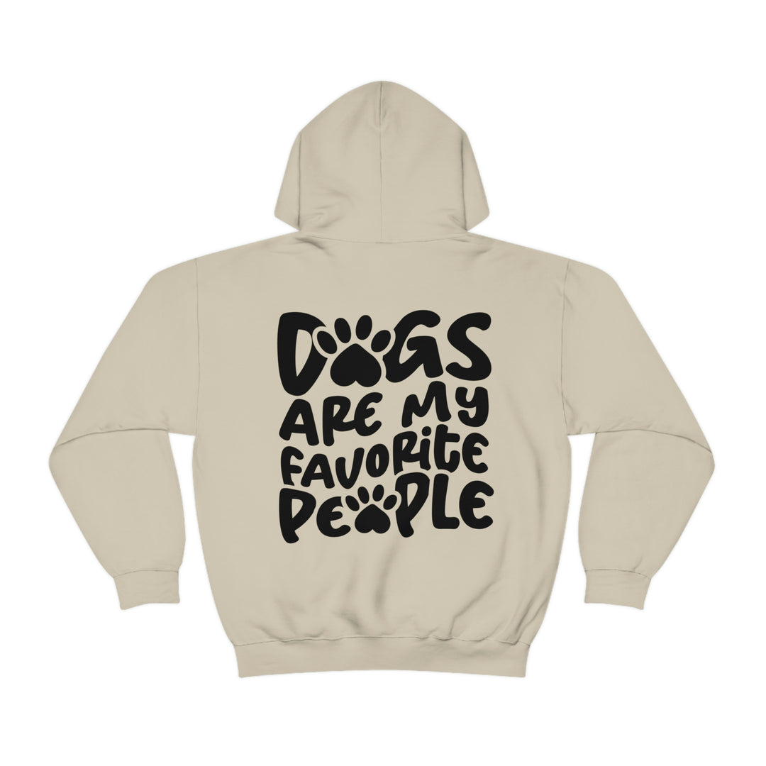 Unisex Dogs are my Favorite People Hoodie, a cozy blend of cotton and polyester with kangaroo pocket and drawstring hood. Classic fit, tear-away label, ideal for printing.