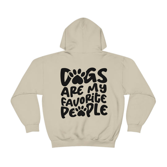 Unisex Dogs are my Favorite People Hoodie, a cozy blend of cotton and polyester with kangaroo pocket and drawstring hood. Classic fit, tear-away label, ideal for printing.