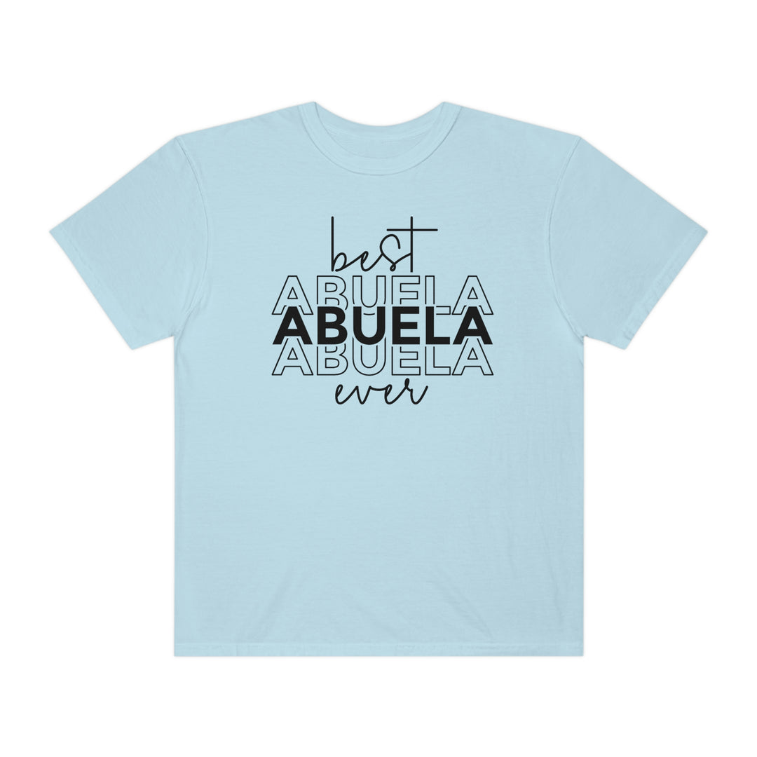 Relaxed fit Best Abuela Ever Tee, 100% ring-spun cotton. Soft-washed, garment-dyed fabric for coziness. Double-needle stitching for durability, no side-seams for shape retention. Sizes S-3XL.