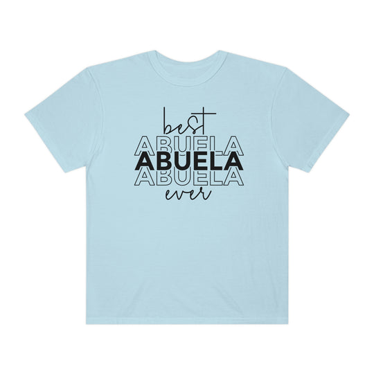 Relaxed fit Best Abuela Ever Tee, 100% ring-spun cotton. Soft-washed, garment-dyed fabric for coziness. Double-needle stitching for durability, no side-seams for shape retention. Sizes S-3XL.