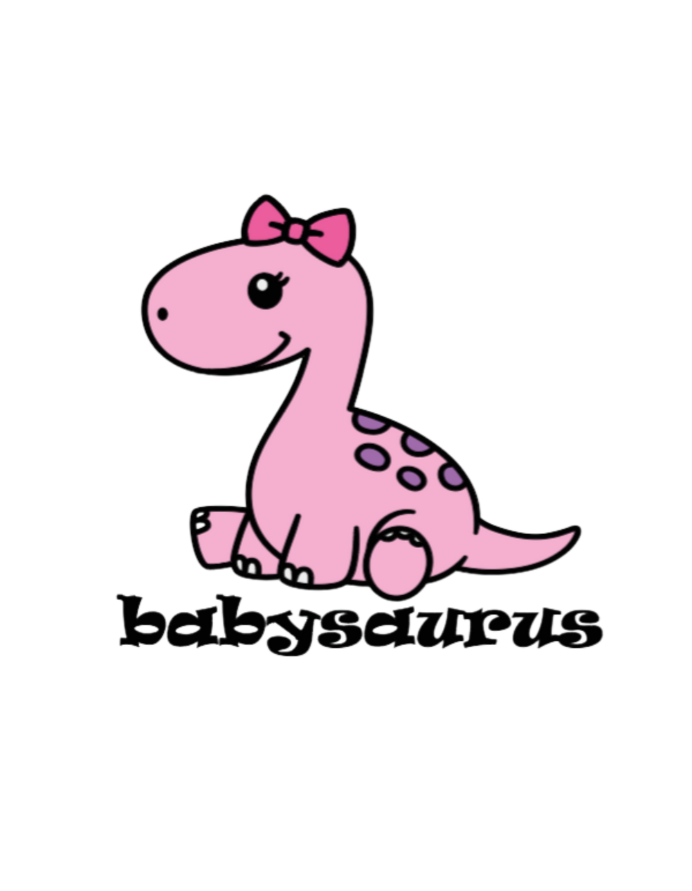 A pink dinosaur cartoon onesie for infants. Made of 100% cotton, featuring ribbed bindings, and plastic snaps for easy changing. Babysaurus Girls Onesie by Worlds Worst Tees.