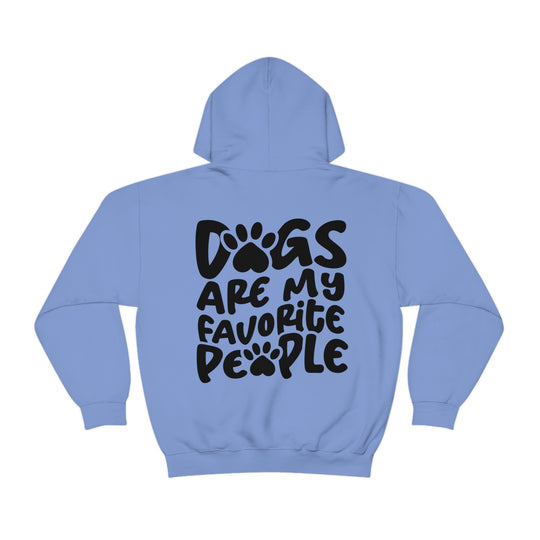 Unisex Dogs are my Favorite People Hoodie, a cozy blend of cotton and polyester. Features kangaroo pocket, drawstring hood, tear-away label, and classic fit. Perfect for warmth and comfort.