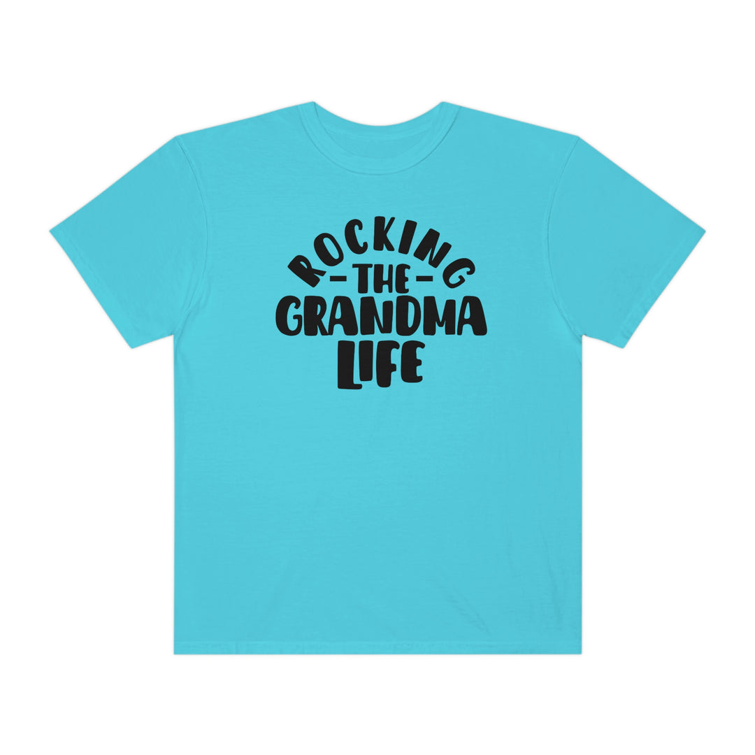 Rocking the Grandma Life Tee: Garment-dyed t-shirt with 100% ring-spun cotton. Soft-washed fabric for coziness, relaxed fit, double-needle stitching for durability, and seamless design for a tubular shape.