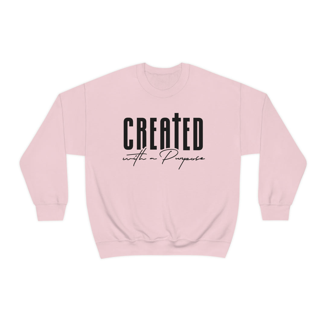 Unisex heavy blend crewneck sweatshirt, Created With A Purpose. Polyester-cotton mix for comfort. Ribbed knit collar, no itchy seams. Medium-heavy fabric, loose fit, sewn-in label. Sizes S to 5XL.
