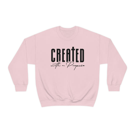 Unisex heavy blend crewneck sweatshirt, Created With A Purpose. Polyester-cotton mix for comfort. Ribbed knit collar, no itchy seams. Medium-heavy fabric, loose fit, sewn-in label. Sizes S to 5XL.