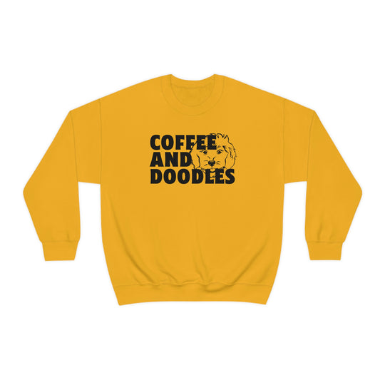 A unisex Doodles and Coffee Crewneck sweatshirt, blending polyester and cotton for comfort. Ribbed knit collar, no itchy seams, loose fit, medium-heavy fabric. Sewn-in label, true to size.