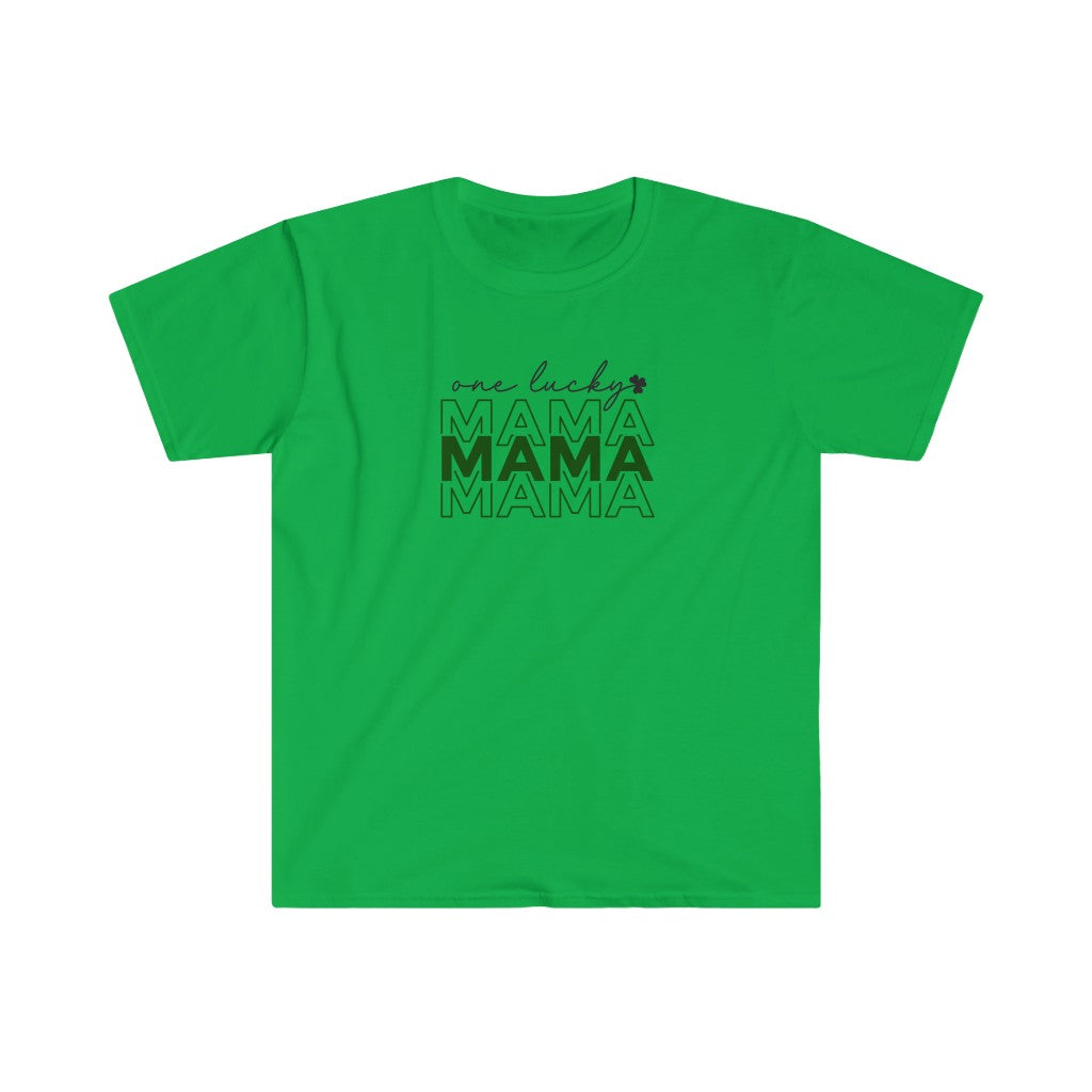 One Lucky Mama-  Unisex Softstyle T-Shirt - huserdesigns