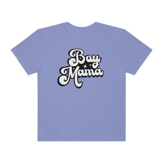 Relaxed fit Boy Mama Tee, 100% ring-spun cotton, garment-dyed for coziness. Double-needle stitching, no side-seams for durability and shape retention. Medium weight, ideal for daily wear.