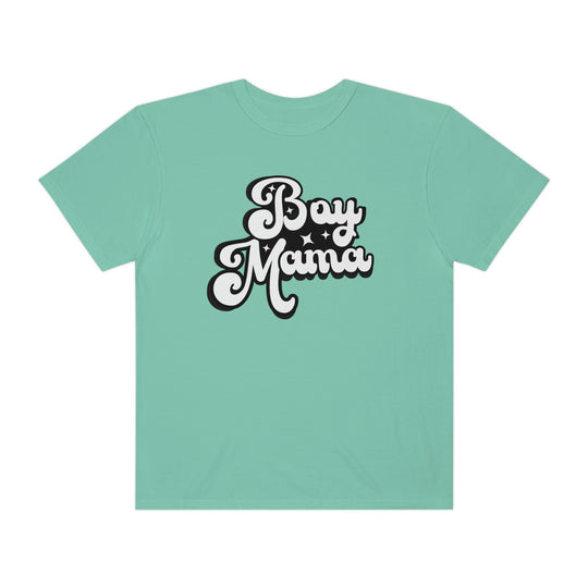 A relaxed fit Boy Mama Tee, 100% ring-spun cotton, garment-dyed for coziness. Double-needle stitching for durability, no side-seams for a tubular shape. Ideal for daily wear.