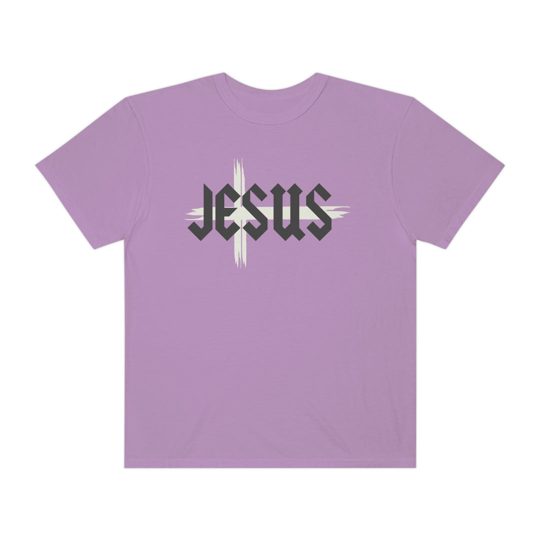Relaxed fit Jesus Tee, 100% ring-spun cotton, garment-dyed for coziness. Double-needle stitching for durability, tubular shape with no side-seams. Ideal for daily wear.