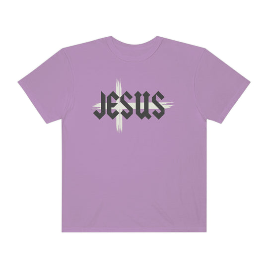 Relaxed fit Jesus Tee, 100% ring-spun cotton, garment-dyed for coziness. Double-needle stitching for durability, tubular shape with no side-seams. Ideal for daily wear.