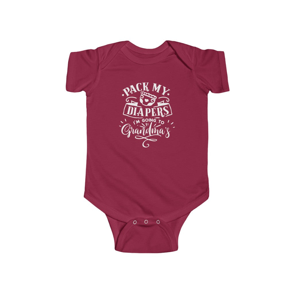 Pack My Diapers I'm Going to Grandma's-  Infant Onesie - huserdesigns