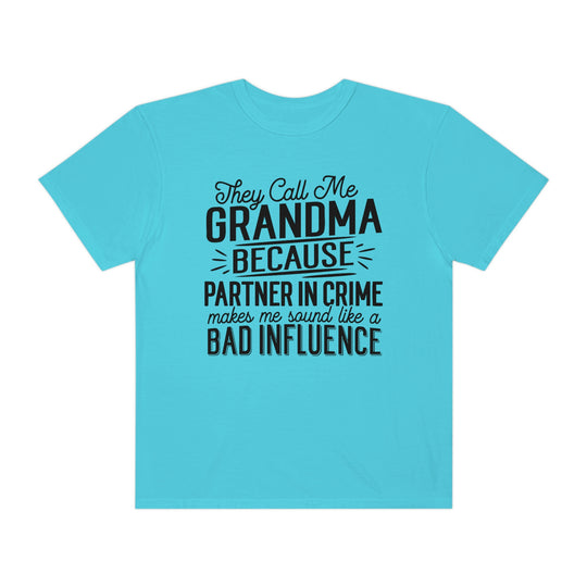 Relaxed fit They Call Me Grandma Tee, garment-dyed with ring-spun cotton for coziness. Double-needle stitching for durability, no side-seams for shape retention. Sizes: S, M, L, XL, 2XL, 3XL.