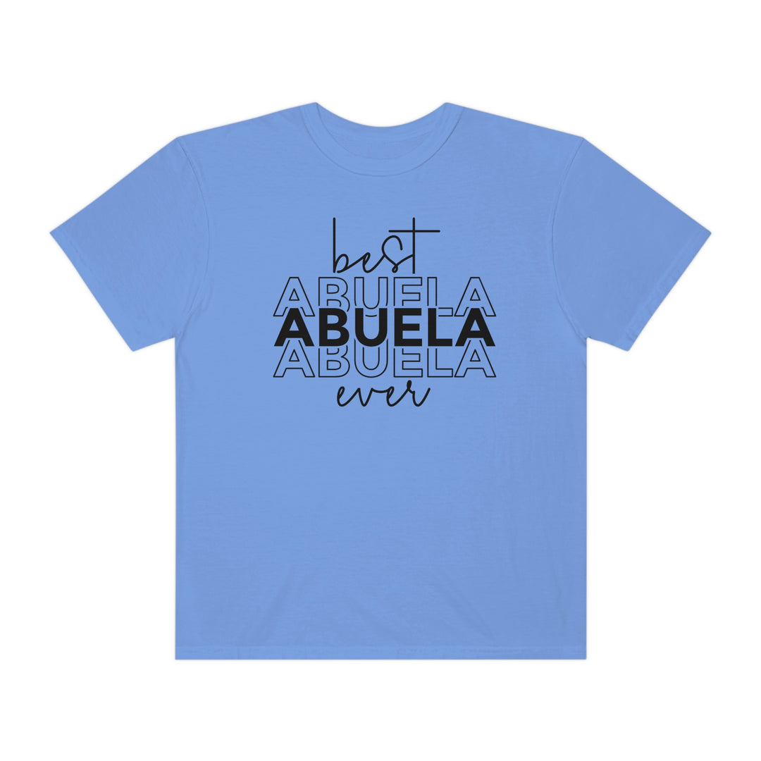 A relaxed fit Best Abuela Ever Tee, crafted from 100% ring-spun cotton for ultimate comfort. Garment-dyed with double-needle stitching for durability and a seamless look. Ideal for daily wear.