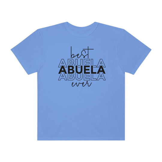 A relaxed fit Best Abuela Ever Tee, crafted from 100% ring-spun cotton for ultimate comfort. Garment-dyed with double-needle stitching for durability and a seamless look. Ideal for daily wear.