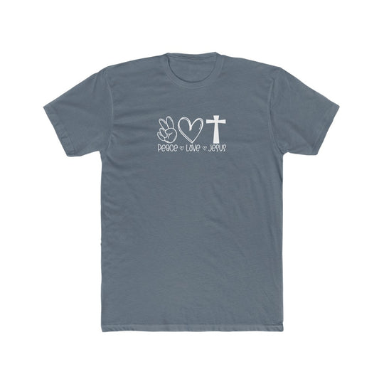 Peace, Love, Jesus-  Cotton Crew Tee - huserdesigns