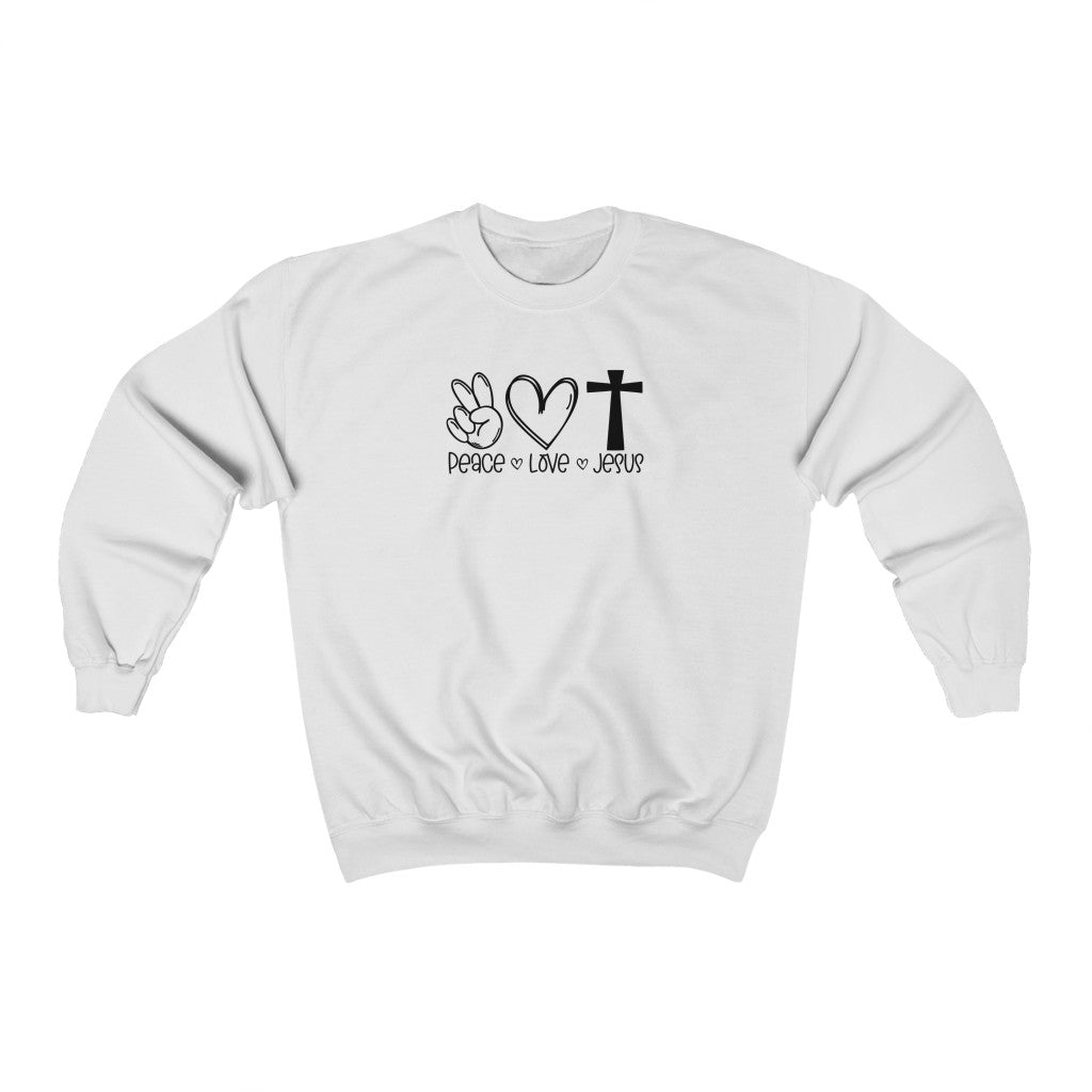 Peace, Love, Jesus-  Heavy Blend™ Crewneck Sweatshirt - huserdesigns