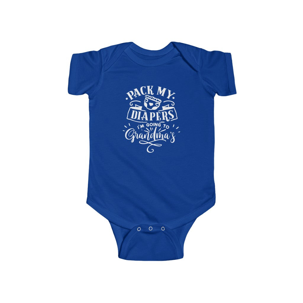Pack My Diapers I'm Going to Grandma's-  Infant Onesie - huserdesigns