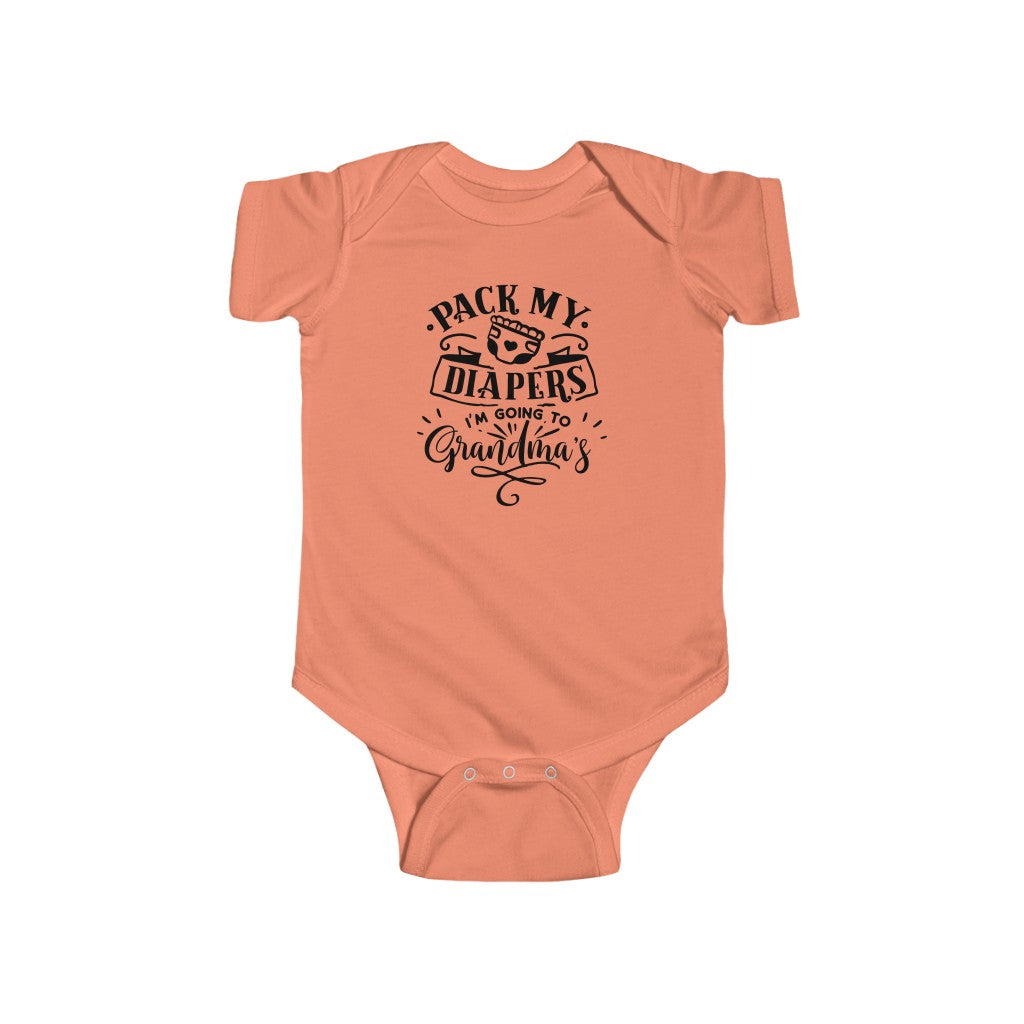 Pack My Diapers I'm Going to Grandma's-  Infant Onesie - huserdesigns