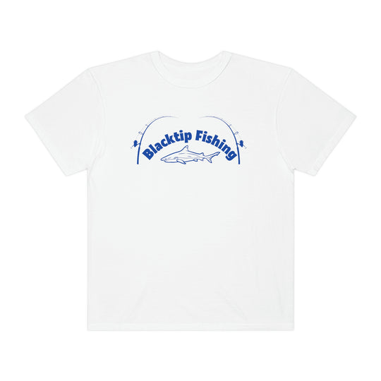 Blacktip Fishing Unisex Tee by Comfort Colors: Customizable, 100% ring-spun cotton shirt with relaxed fit, double-needle stitching, and seamless design for durability and comfort. Ideal for daily wear.