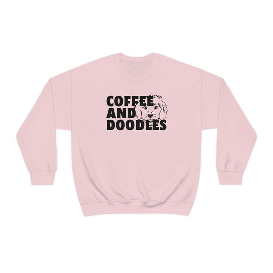 Unisex Doodles and Coffee Crewneck sweatshirt by Worlds Worst Tees. Comfortable blend of polyester and cotton, ribbed knit collar, no itchy side seams. Medium-heavy fabric, loose fit, sewn-in label.