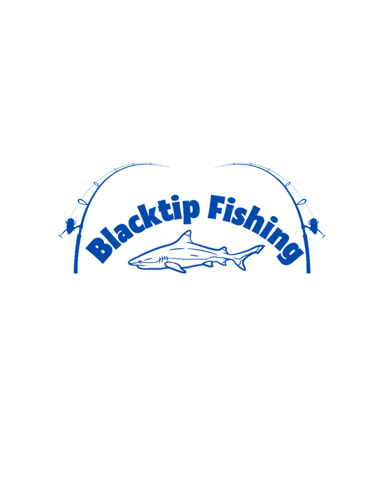 Comfort Colors Blacktip Fishing Unisex Tee: A logo featuring a shark on a black background, embodying durability and comfort. 100% ring-spun cotton, relaxed fit, and double-needle stitching for lasting quality.