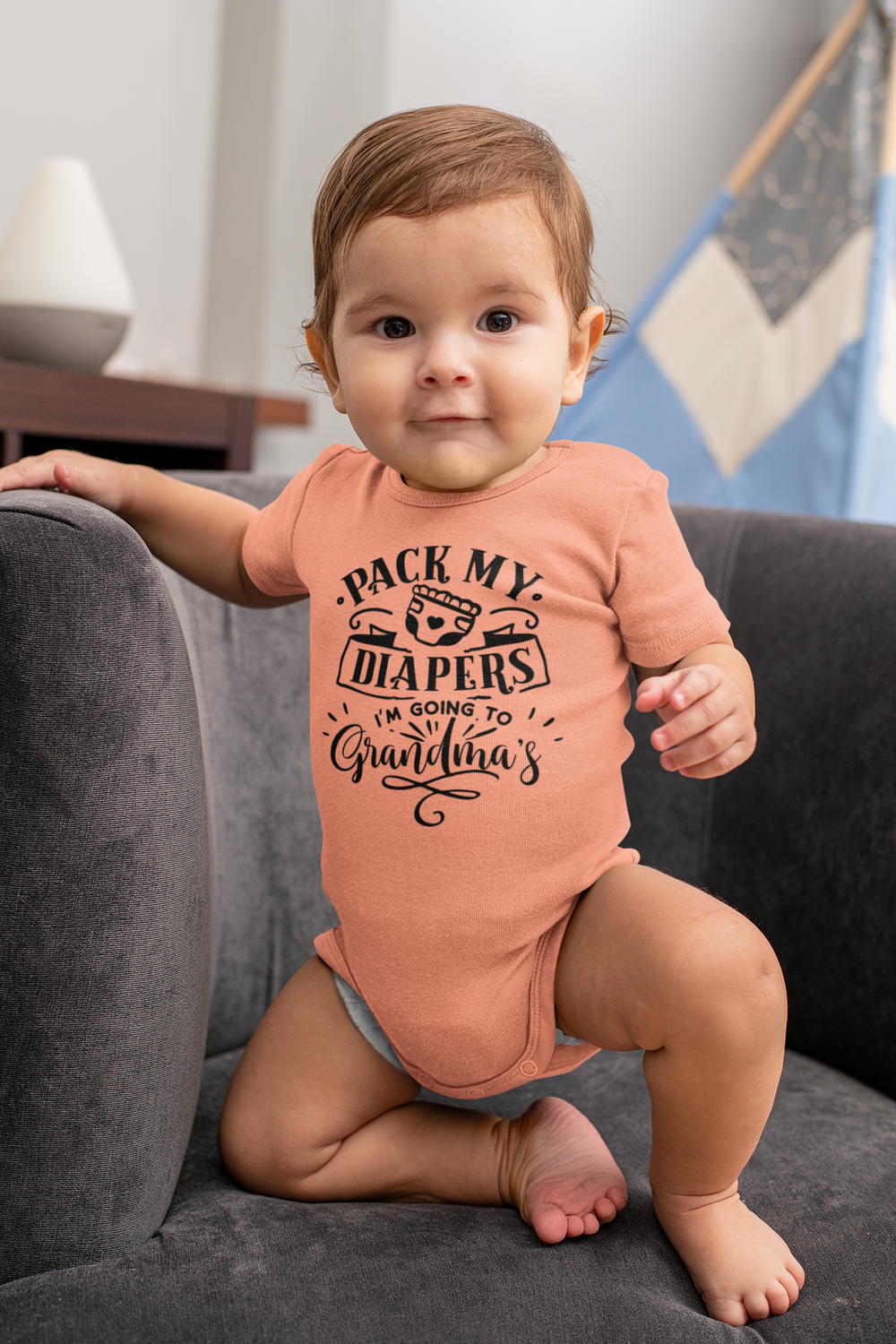 Pack My Diapers I'm Going to Grandma's-  Infant Onesie - huserdesigns