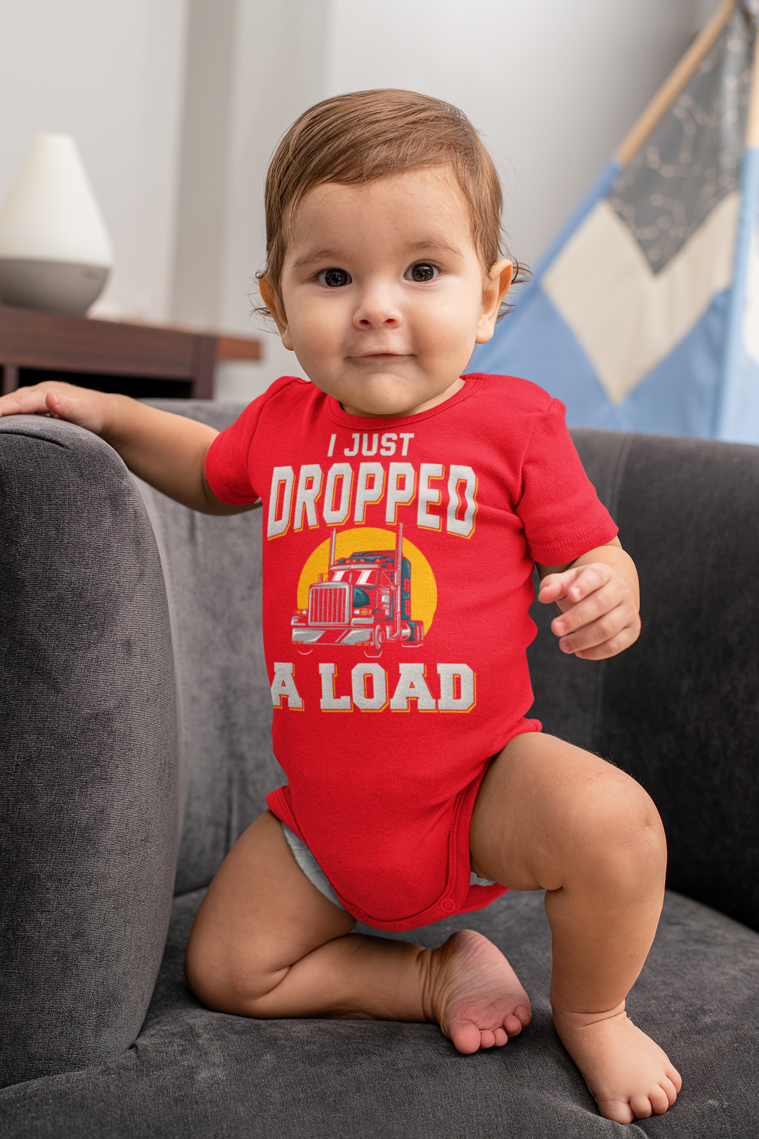 Infant unisex I Just Dropped a Load Onesie, soft ring-spun cotton bodysuit with lap shoulders for comfort and ease of dressing. Perfect for younglings, featuring a one-piece design.